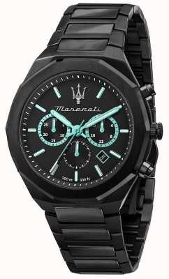 Maserati Stile aqua edition zwart verguld horloge R8873644001