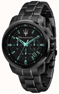 Maserati Successo aqua edition zwart verguld horloge R8873644003