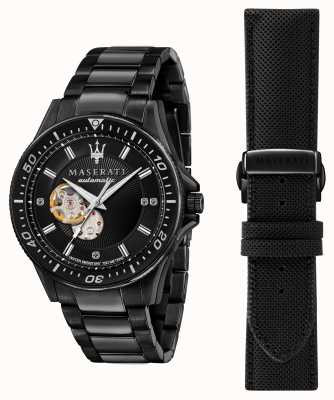 Maserati Sfida diamanten zwart verguld horloge R8823140005