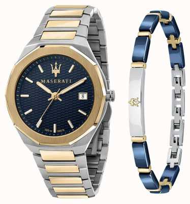 Maserati Stile 3h heren cadeauset horloge en armband R8853142008