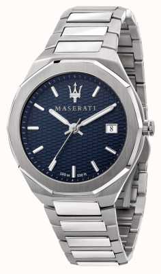 Maserati Heren stile 3 uur data blauwe wijzerplaat horloge R8853142006
