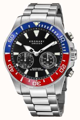 Kronaby Duiker collectie | bluetooth | zwarte wijzerplaat | roestvrij staal S3778/4