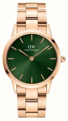 Daniel Wellington Iconische schakel (32 mm) smaragdgroene wijzerplaat / roségoud pvd roestvrij staal DW00100420