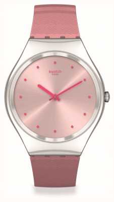 Swatch Huid ironie | roze-moiré | roze siliconen band SYXS135