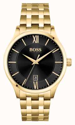 BOSS | elite zaken | gouden armband | zwarte datum wijzerplaat | 1513897