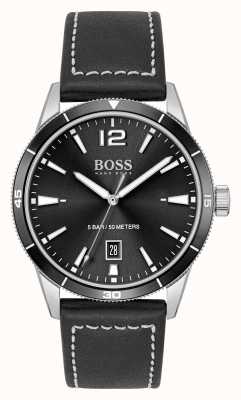 BOSS Zwart leren horloge en armband set 1570124