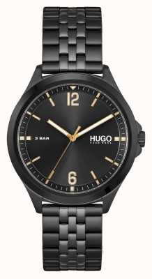 HUGO #pakbedrijf | zwarte wijzerplaat | zwarte pvd stalen armband 1530218