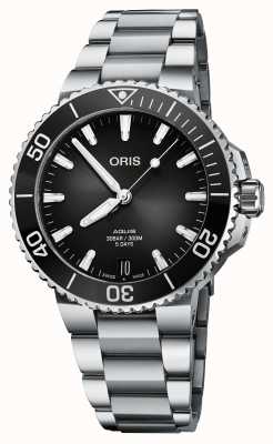 ORIS Aquis datumkaliber 400 automatisch (41,5 mm) zwarte wijzerplaat / roestvrijstalen armband 01 400 7769 4154-07 8 22 09PEB