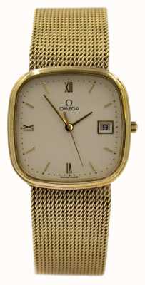Pre-owned 9ct y/g omega square face quartz horloge jaren 80 (geen doos/papieren) J43638