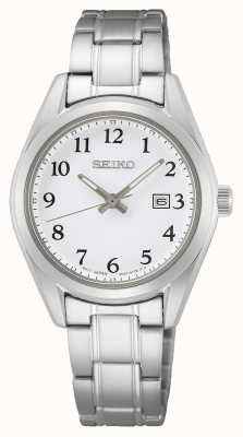Seiko Dames armband van roestvrij staal met witte wijzerplaat SUR465P1