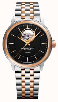 Raymond Weil Maestro heren tweekleurig horloge met zwarte wijzerplaat 2227-SP5-20021