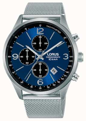 Lorus Chronograaf blauwe wijzerplaat mesh stalen armband RM315HX9