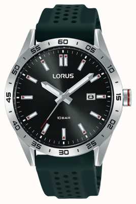 Lorus Sport 40 mm quartz horloge zwarte sunray wijzerplaat siliconen band RH965NX9
