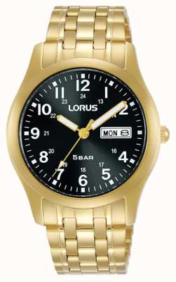 Lorus Klassiek 38 mm quartz horloge zwarte wijzerplaat geel goud RXN76DX9