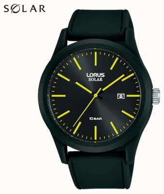 Lorus 42 mm solar horloge zwarte siliconen band RX301AX9