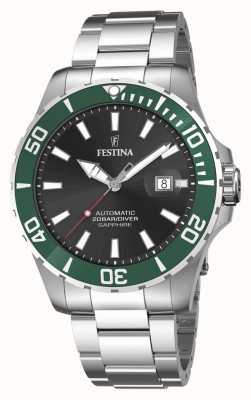 Festina Heren | zwarte wijzerplaat | roestvrijstalen armband | automatisch horloge F20531/2