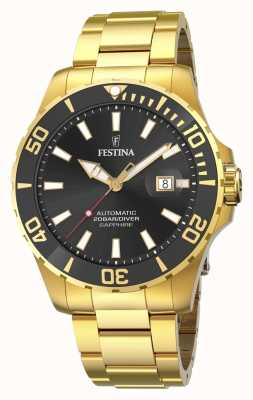 Festina Heren | zwarte wijzerplaat | vergulde armband | automatisch horloge F20533/2