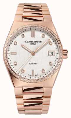 Frederique Constant Highlife voor dames | rosé vergulde armband | diamanten wijzerplaat | extra riem FC-303VD2NHD4B