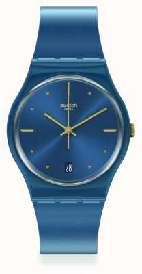 Swatch Parelblauw horloge met siliconen band GN417