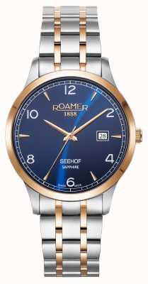 Roamer Seehof blauwe wijzerplaat rosé gouden tweekleurige armband 509833 49 44 20