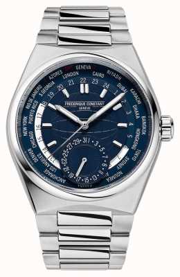 Frederique Constant Highlife wereldtijd horloge met blauwe wijzerplaat FC-718N4NH6B