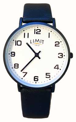 Limit Klassieke witte wijzerplaat / zwart lederen horloge 5800.01