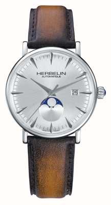 Herbelin Inspiratie zilveren wijzerplaat bruine leren band limited edition horloge 1547/TN12GP