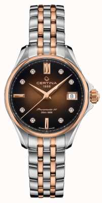 Certina Ds actie horloge met bruine wijzerplaat met diamanten C0322072229600