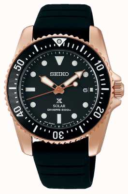 Seiko Prospex compact solar 38 mm roségouden horloge met zwarte wijzerplaat SNE586P1