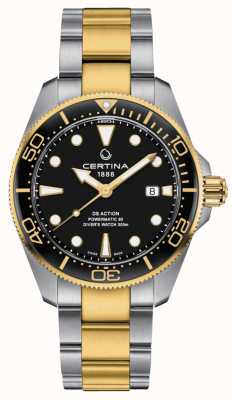Certina Ds action diver 43mm powermatic 80 zwart two tone C0326072205100