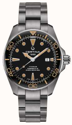 Certina Ds action diver 43 mm powermatic 80 titanium zwarte wijzerplaat C0326074405100