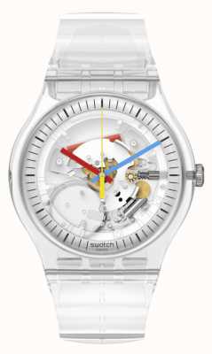Swatch Cleary nieuwe heren transparante siliconen band SO29K100