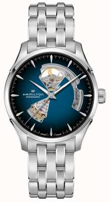 Hamilton Jazzmaster open hart automatisch (40 mm) blauwe wijzerplaat / roestvrijstalen armband H32675140