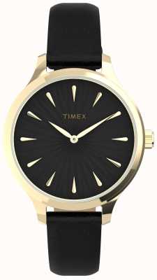 Timex Peyton goudkleurige kast en zwarte band met zwarte wijzerplaat TW2V06600