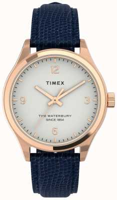 Timex Roségoudkleurige waterbury-kast en marineblauwe band voor dames TW2U97600