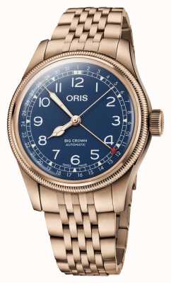 ORIS Grote kroon bronzen wijzer datum automatisch (40 mm) blauwe wijzerplaat / bronzen armband 01 754 7741 3165-07 8 20 01