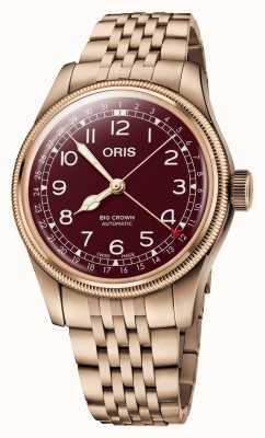 ORIS Grote kroon bronzen wijzer datum automatisch (40 mm) rode wijzerplaat / bronzen armband 01 754 7741 3168-07 8 20 01