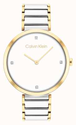Calvin Klein Minimalistisch t-bar dual-tone goud en zilver quartz horloge 25200134