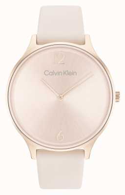 Calvin Klein 2 uur roze sunray wijzerplaat | roze leren band 25200009