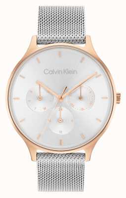 Calvin Klein Multifunctioneel tweekleurig dag- en datumhorloge van roestvrij staal mesh band 25200106