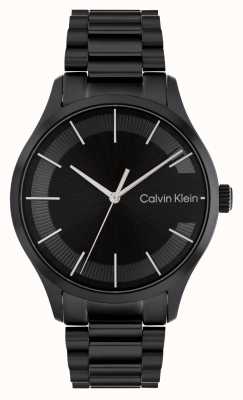 Calvin Klein Zwarte wijzerplaat | zwarte roestvrijstalen armband 25200040