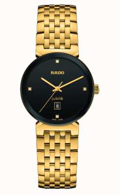 RADO Florence klassieke diamanten set zwarte wijzerplaat gouden armband R48915703