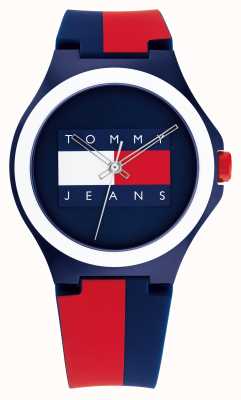 Tommy Jeans Berlin blauw, rood en wit horloge met siliconen band 1720025