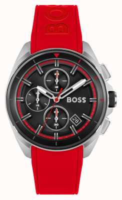BOSS Volaan | zwarte chronograaf wijzerplaat | rode siliconen band 1513959