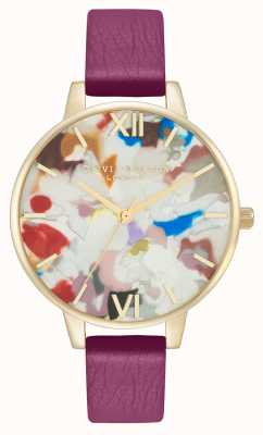Olivia Burton Pop-art horloge en verwisselbare gouden mesh armband set OBGSET153