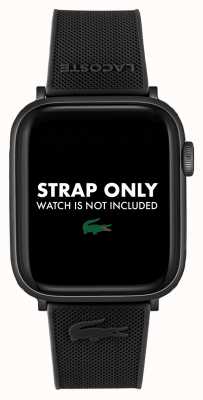 Lacoste Apple watch band (42/44/45mm) zwart siliconen 2050009