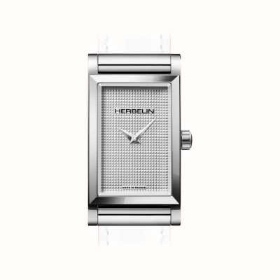 Herbelin Antarès horlogekast - getextureerde zilveren wijzerplaat / roestvrij staal - alleen kast H17444AP02