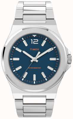 Timex Essex ave blauwe wijzerplaat roestvrij stalen armband horloge TW2V02000
