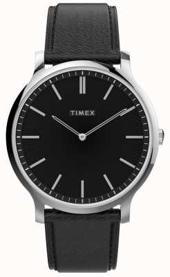 Timex Herengalerij | zwarte wijzerplaat | zwart lederen horloge TW2V28300