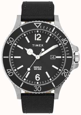 Timex Heren | havenzijde | zwarte wijzerplaat | zwarte textiel band TW2V27000
